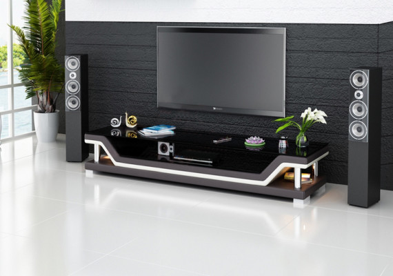 RTV TV dressoir Leder Glas Tafel Televisiekast Tafel Designer 3009