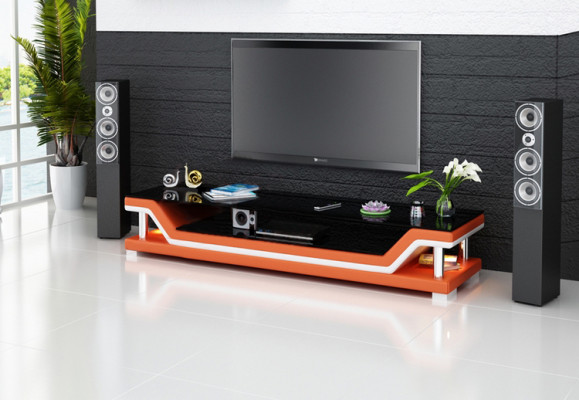RTV TV dressoir Leder Glas Tafel Televisiekast Tafel Designer 3009