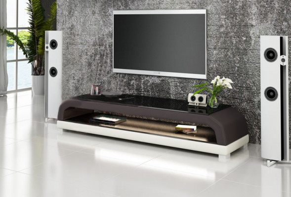 RTV TV dressoir Leder Glas Tafel TV-kastje Tafel Designer 6108