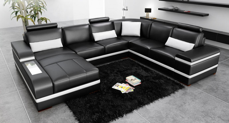 Hoekbank Leren sofa Big XXL U-vormige woonlandschap Bankstel Nieuw H2218