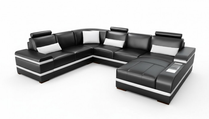 Hoekbank Leren sofa Big XXL U-vormige woonlandschap Bankstel Nieuw H2218