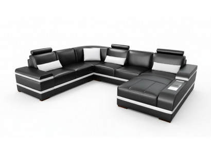 Hoekbank Leren sofa Big XXL U-vormige woonlandschap Bankstel Nieuw H2218