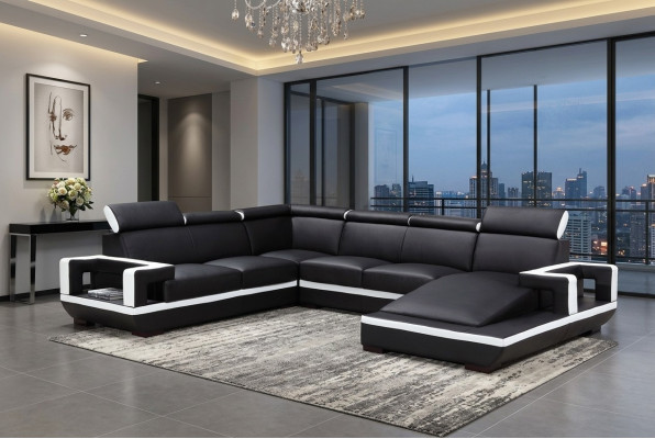 Woonlandschap Bank Kussen Hoekbank Designer Leren Bank Grote Bank Nieuw 5102
