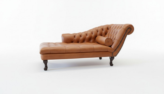 Chesterfield Ligstoelen en Ottomaanse Bank van echt leer Relax Chaise Nieuw