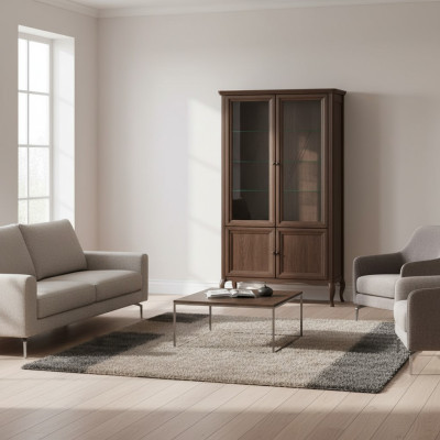 Kast Klassieke vitrinekast Massief hout Echt hout - Model PR-W2