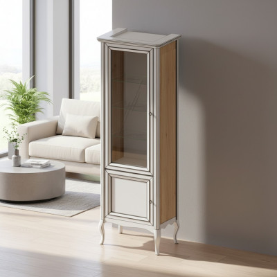Kast Echt Hout Massief hout Klassieke Vitrine Vitrinekast Model PR-W 1-2