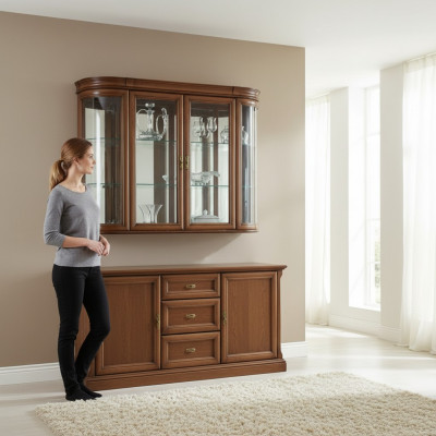 Echt houten vitrine hangvitrine wandvitrine Klassieke designer spiegel - Z-W3