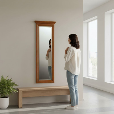 Klassieke grote spiegel wandspiegel hangspiegel houten lijst garderobe N-LP
