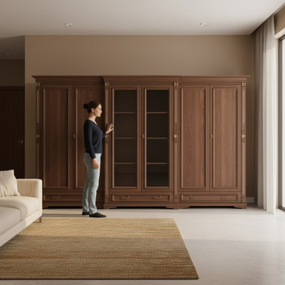 Klassieke kasten Kast Kastenwand Kledingkast Massief Koloniaal Stijl O6D
