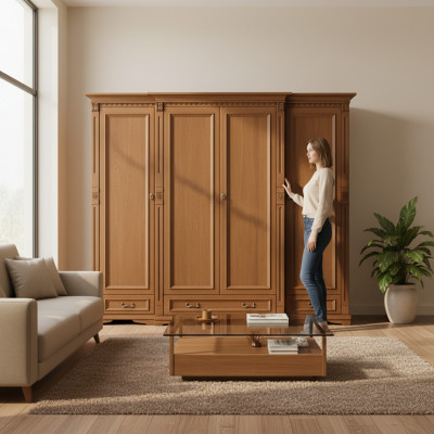 Klassieke kasten Kast Wandkast Kledingkast Massief Koloniale Stijl O4D