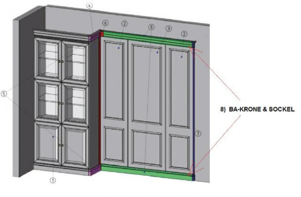 Klassieke buitenkant van fineer voor kastsysteemelement - Model BA-23