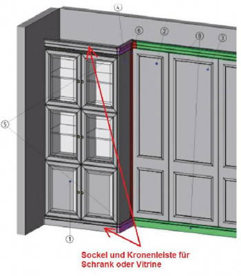 Elementenplint kroonlijst voor de vitrinekast kast systeem BA-29