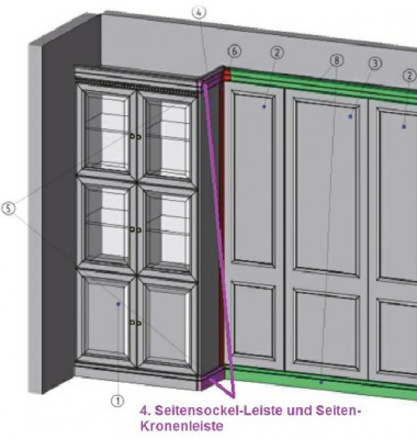 Buitenzijde randstuk voor boven- of onderkast kast systeem L, R BA-28