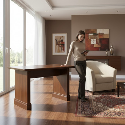 Klassieke bijzettafel Tafel directiekantoor Houten tafel Bureau Rustiek BA-18
