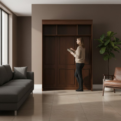 Klassiek paneel met wandplank en verlichting bedwand wandbekleding BA-17.