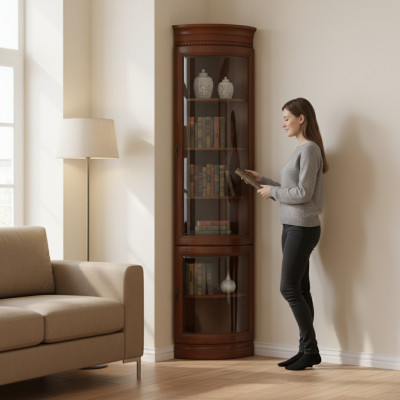 Klassieke kast vitrine hoekkast vitrines vitrinekast model BA-11