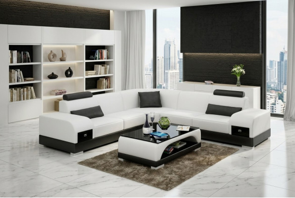 Leren bank Bank Woonlandschap Hoekbank Hoek Bank Modern Design Set   Leer bank Bank Woonlandschap Hoekbank Hoek Bank Modern Ontwerp Set