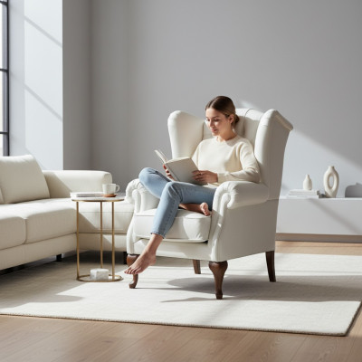 Chesterfield oorfauteuil fauteuil bekleding televisie kantoor bank echt leer CL-F2