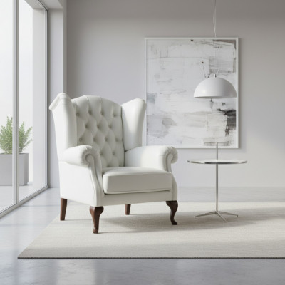 Chesterfield oorfauteuil fauteuil bekleding televisie kantoor bank echt leer CL-F2