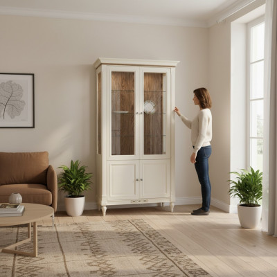 Klassieke vitrinekast commodes vitrines vitrinekast kast glazen kast FL-W2