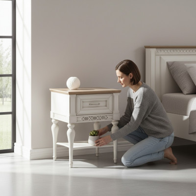 Nachtkastje plank nachtkastje massief console opbergruimte slaapkamer FL-N2