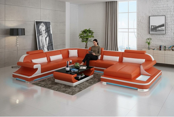 Leren bank bank woonlandschap hoekbank hoekbank set ontwerp modern sofa G8021