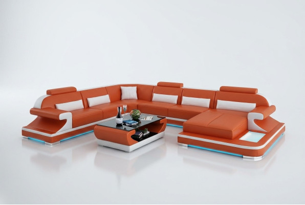 Leren bank bank woonlandschap hoekbank hoekbank set ontwerp modern sofa G8021