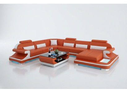 Leren bank bank woonlandschap hoekbank hoekbank set ontwerp modern sofa G8021