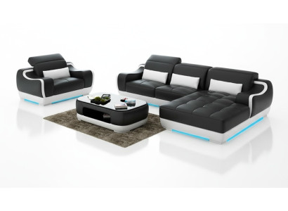 Leren bank Bank woonlandschap hoekbank + fauteuil Nieuw stel Modern Sofa G8025E