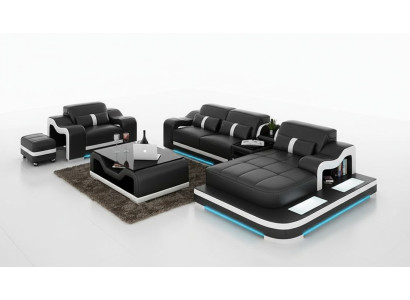 Leren bank Bank Woonlandschap Hoekbank Hoekbankstel Ontwerp Modern Sofa G8027E