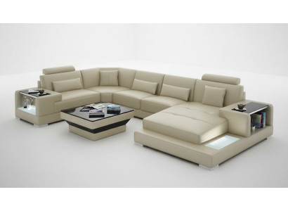 Lederen bank bank woonlandschap hoekbank hoekstel design modern bankstel G8023