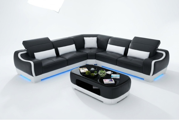 Leren bank Bank Woonlandschap Hoekbank Hoek set Ontwerp Modern Sofa G8025B