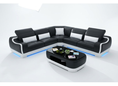 Leren bank Bank Woonlandschap Hoekbank Hoek set Ontwerp Modern Sofa G8025B