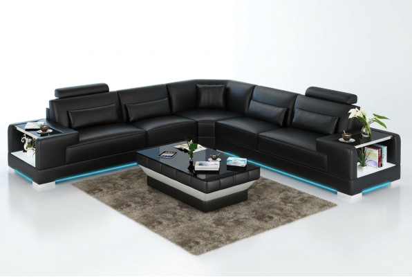 Leren bank bank bank woonlandschap hoekbank hoek modern design suite