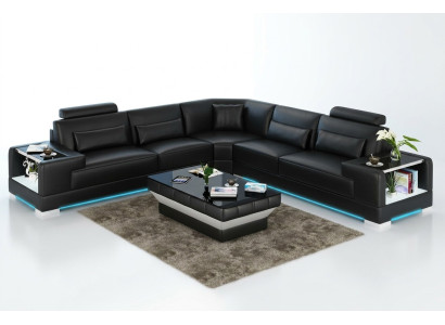 Leren bank bank bank woonlandschap hoekbank hoek modern design suite