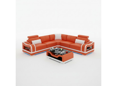 Lederen bank Bank Bank Woonlandschap Hoekbank Hoek Modern Design Set