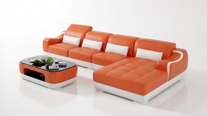 Lederen bank Bank Bank Woonlandschap Hoekbank Moderne designset