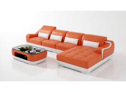 Lederen bank Bank Bank Woonlandschap Hoekbank Moderne designset