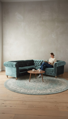 Eckbank Chesterfield leren bank Bank Bank Textiel Stof Bekleding Hoek Nieuw