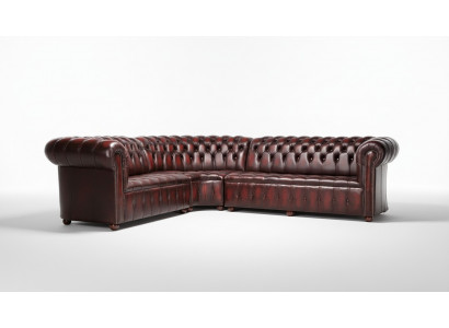 Chesterfield lederen hoekbank sofa bekleding hoek zitmeubel 100% leer