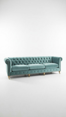 Chesterfield 3-zitsbank Sofa Couch Textiel Leder Fluweel Set Bekleding Zit Nieuw