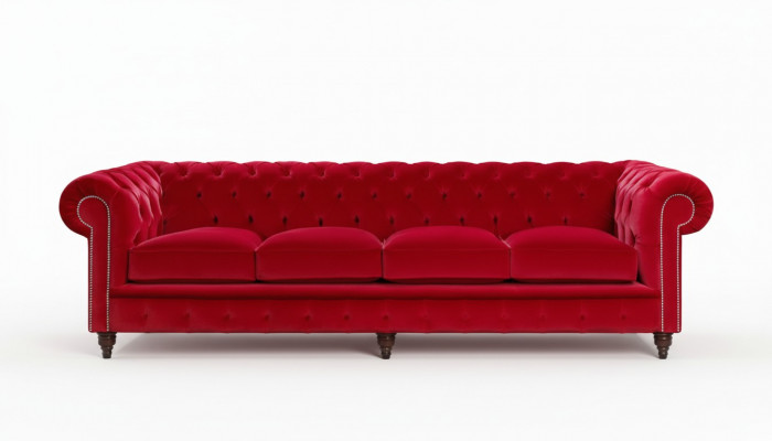 Chesterfield Grote Sofa Bank Textiel Fluweel Bekleding Sofa's 4-Zits XXL Banken Nieuw