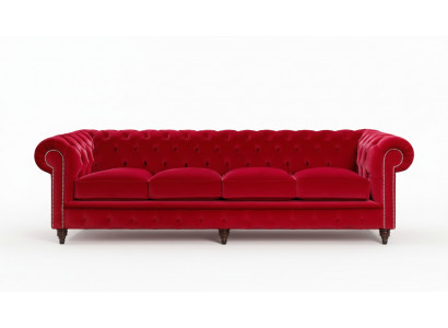 Chesterfield Grote Sofa Bank Textiel Fluweel Bekleding Sofa's 4-Zits XXL Banken Nieuw