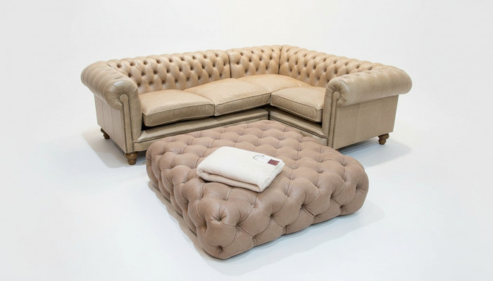 Leerbank hoekbank bank bank gestoffeerde Chesterfield hoekbank set hoek nieuw