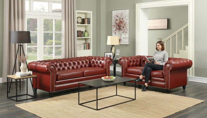 Bruine Chesterfieldbank 3+2 zits gestoffeerd ontwerpcouches Sofagarnituur