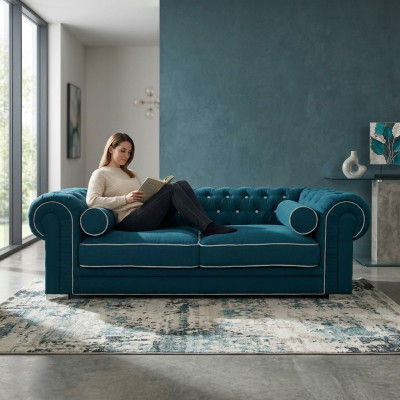 Chesterfield bank 3-zits gestoffeerde designerbank bankstel SL-bank
