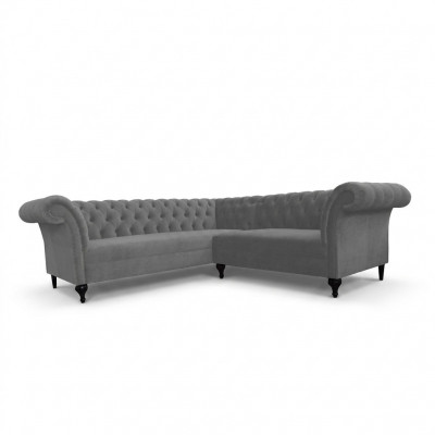Grijze Chesterfield hoekbank hoekbank Ontwerper L-vorm Velours Sofa