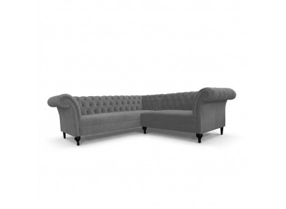 Grijze Chesterfield hoekbank hoekbank Ontwerper L-vorm Velours Sofa
