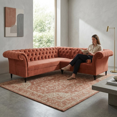 Chesterfield hoekbank hoeksalon ontwerpen sofa bank fluweel leren sofa