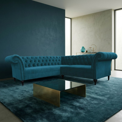 Chesterfield hoekbank designer bank fluwelen lederen sofa